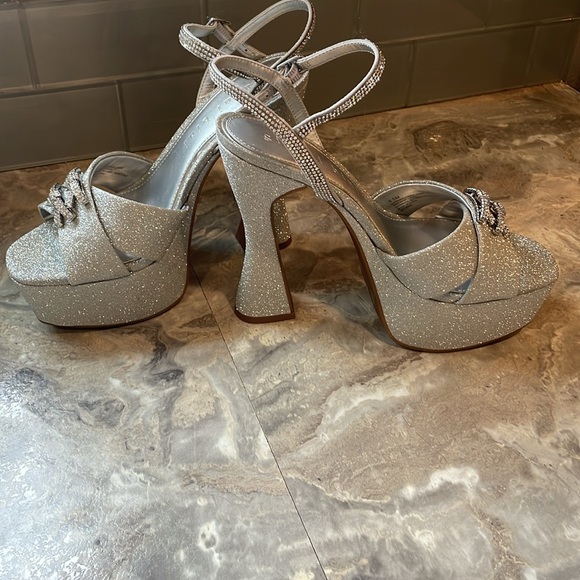 Gianni Bini  Silver Glitter Rhinestone’s Platform Heels main image 2